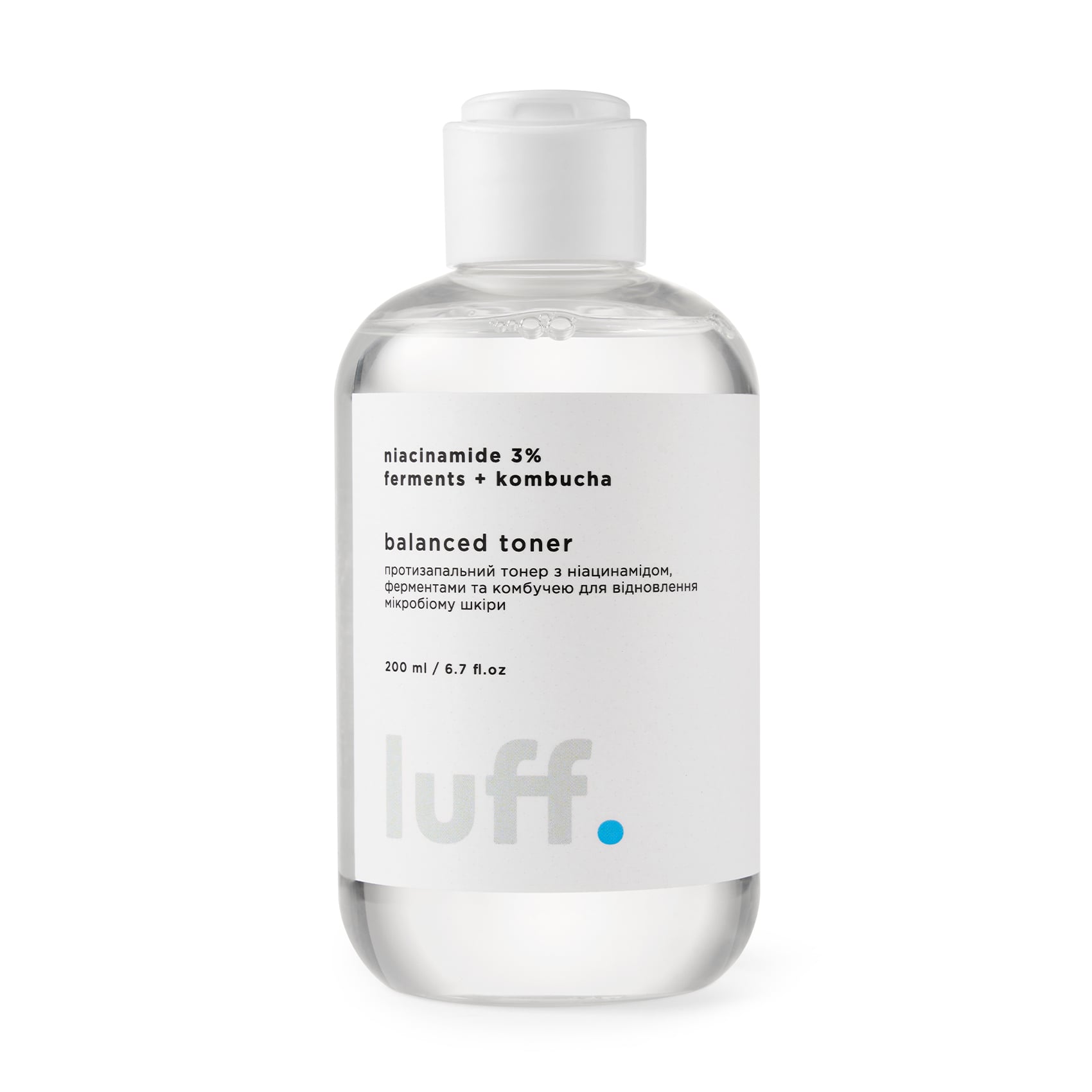 Протизапальний тонер для обличчя Luff Balanced Toner з ніацинамідом, ферментами та комбучею, для відновлення мікробіому шкіри, 200 мл